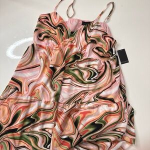 New Eloquii Womens Plus Sz 18 Floral Ruffle V-Neck Fit Flare Dress A100326